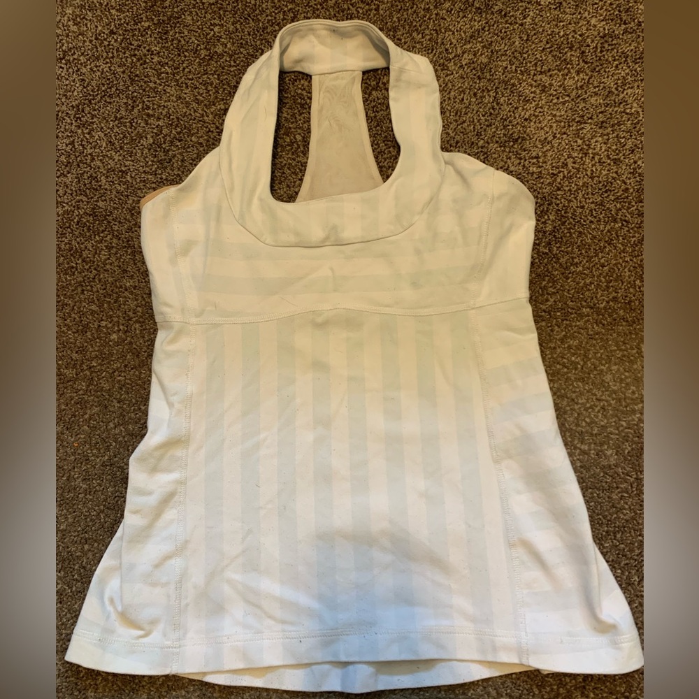 Lululemon White Striped Tank Top